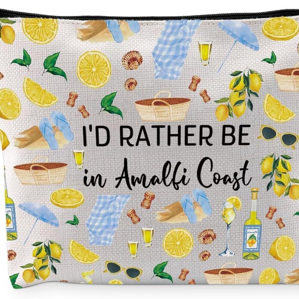 Amalfi Coast Lover Gift I’d Rather Be in Amalfi Coast Makeup Bag Italy Travel Co